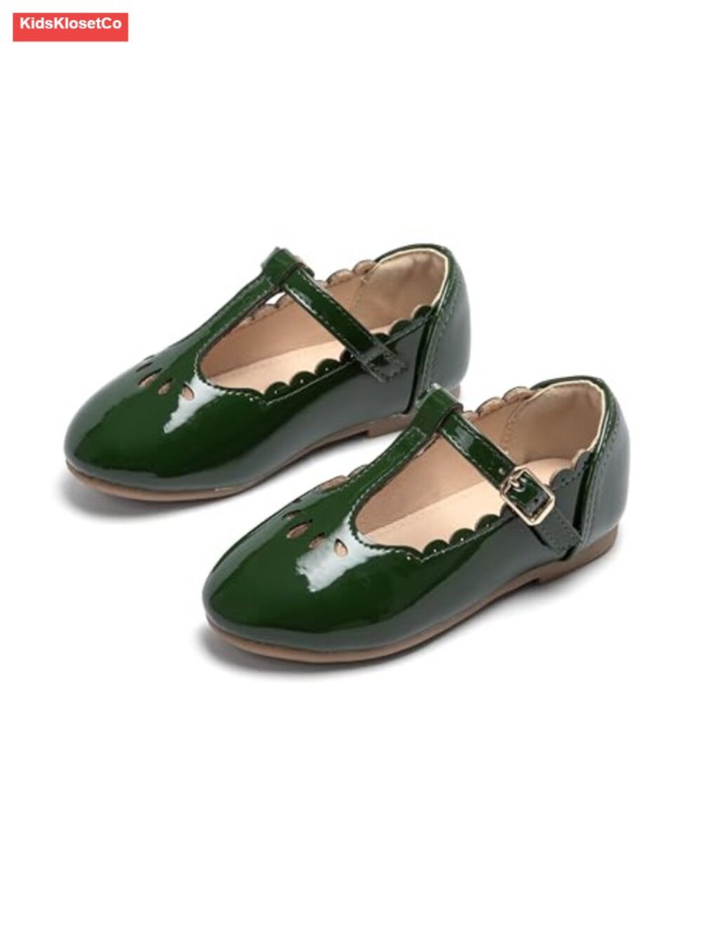 Girls Mary Jane Flats Floral Cut-Outs Hook & Loop Dress Shoes Microfiber Round